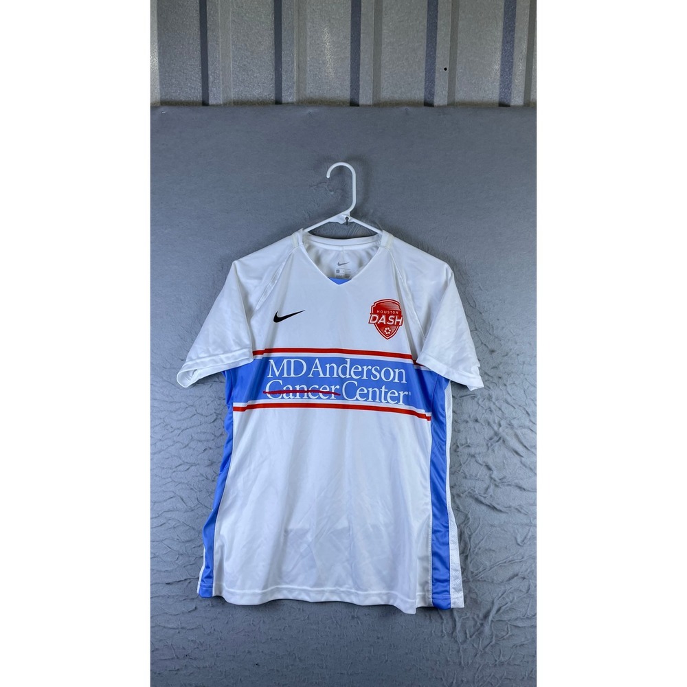 Nike Houston Dash Jersey Mens L White Good NWSL MD Anderson Soccer Shirt